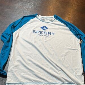 Sperry White and Blue Long Sleeve Shirt